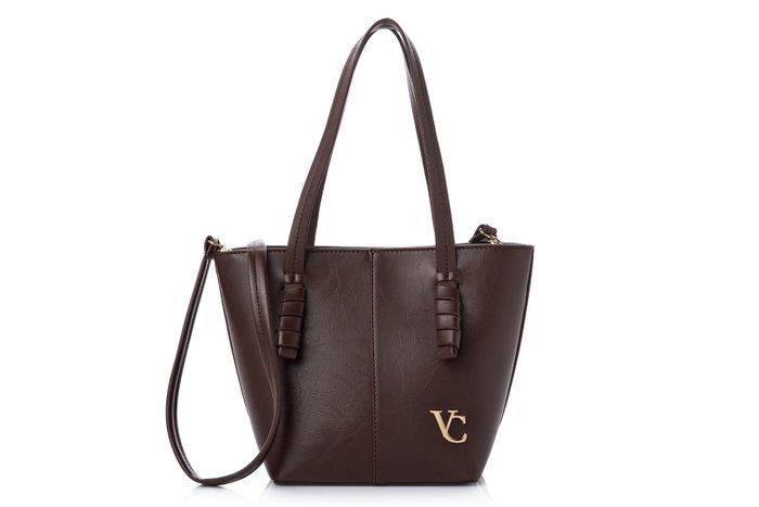 Vince Camuto Piedmont - Bolso de Hombro Marrón de Cuero de Polivinilo para Mujer, Elegante y Duradero, 30x14x23 cm